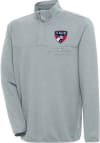 Main image for Antigua FC Dallas Mens Grey Steamer Long Sleeve 1/4 Zip Pullover