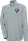 Main image for Antigua Orlando City SC Mens Grey Steamer Long Sleeve 1/4 Zip Pullover