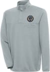Main image for Antigua Philadelphia Union Mens Grey Steamer Long Sleeve 1/4 Zip Pullover