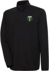 Main image for Antigua Portland Timbers Mens Black Steamer Long Sleeve 1/4 Zip Pullover