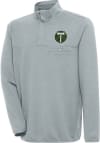 Main image for Antigua Portland Timbers Mens Grey Steamer Long Sleeve 1/4 Zip Pullover