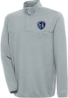 Main image for Antigua Sporting Kansas City Mens Grey Steamer Long Sleeve 1/4 Zip Pullover