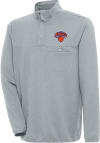 Main image for Antigua New York Knicks Mens Grey Steamer Long Sleeve 1/4 Zip Pullover
