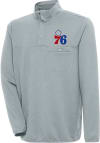 Main image for Antigua Philadelphia 76ers Mens Grey Steamer Long Sleeve 1/4 Zip Pullover