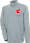 Main image for Antigua Calgary Flames Mens Grey Steamer Long Sleeve 1/4 Zip Pullover