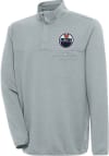 Main image for Antigua Edmonton Oilers Mens Grey Steamer Long Sleeve 1/4 Zip Pullover