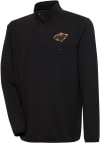 Main image for Antigua Minnesota Wild Mens Black Steamer Long Sleeve 1/4 Zip Pullover