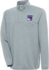 Main image for Antigua New York Rangers Mens Grey Steamer Long Sleeve 1/4 Zip Pullover