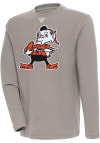 Main image for Antigua Cleveland Browns Mens Oatmeal Flier Bunker Long Sleeve Crew Sweatshirt