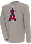 Main image for Antigua Los Angeles Angels Mens Oatmeal Flier Bunker Long Sleeve Crew Sweatshirt