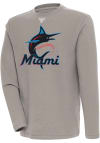 Main image for Antigua Miami Marlins Mens Oatmeal Flier Bunker Long Sleeve Crew Sweatshirt