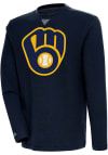 Main image for Antigua Milwaukee Brewers Mens Navy Blue Flier Bunker Long Sleeve Crew Sweatshirt