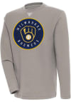 Main image for Antigua Milwaukee Brewers Mens Oatmeal Flier Bunker Long Sleeve Crew Sweatshirt