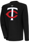 Main image for Antigua Minnesota Twins Mens Black Flier Bunker Long Sleeve Crew Sweatshirt