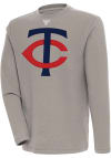 Main image for Antigua Minnesota Twins Mens Oatmeal Flier Bunker Long Sleeve Crew Sweatshirt