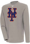 Main image for Antigua New York Mets Mens Oatmeal Flier Bunker Long Sleeve Crew Sweatshirt