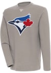 Main image for Antigua Toronto Blue Jays Mens Oatmeal Flier Bunker Long Sleeve Crew Sweatshirt
