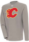 Main image for Antigua Calgary Flames Mens Oatmeal Flier Bunker Long Sleeve Crew Sweatshirt