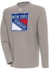 Main image for Antigua New York Rangers Mens Oatmeal Flier Bunker Long Sleeve Crew Sweatshirt