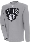 Main image for Antigua Brooklyn Nets Mens Grey Flier Bunker Long Sleeve Crew Sweatshirt