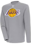 Main image for Antigua Los Angeles Lakers Mens Grey Flier Bunker Long Sleeve Crew Sweatshirt
