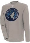 Main image for Antigua Minnesota Timberwolves Mens Oatmeal Flier Bunker Long Sleeve Crew Sweatshirt