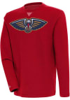 Main image for Antigua New Orleans Pelicans Mens Red Flier Bunker Long Sleeve Crew Sweatshirt