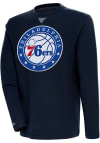 Main image for Antigua Philadelphia 76ers Mens Navy Blue Flier Bunker Long Sleeve Crew Sweatshirt