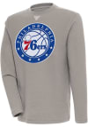 Main image for Antigua Philadelphia 76ers Mens Oatmeal Flier Bunker Long Sleeve Crew Sweatshirt