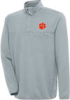 Main image for Antigua Clemson Tigers Mens Grey Steamer Long Sleeve 1/4 Zip Pullover