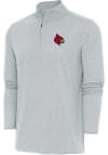 Main image for Antigua Louisville Cardinals Mens Grey Hunk Long Sleeve 1/4 Zip Pullover