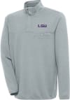Main image for Antigua LSU Tigers Mens Grey Steamer Long Sleeve 1/4 Zip Pullover