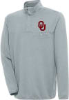 Main image for Antigua Oklahoma Sooners Mens Grey Steamer Long Sleeve 1/4 Zip Pullover
