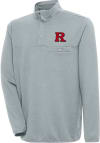 Main image for Antigua Rutgers Scarlet Knights Mens Grey Steamer Long Sleeve 1/4 Zip Pullover