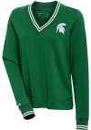 Main image for Antigua Michigan State Spartans Womens Green Parker V Neck Crew Sweatshirt
