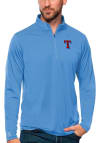 Main image for Antigua Texas Rangers Mens Blue Tribute Long Sleeve 1/4 Zip Pullover