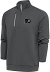 Main image for Antigua Philadelphia Flyers Mens Grey Metallic Logo Generation Long Sleeve 1/4 Zip Pullover