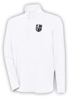 Main image for Antigua Vegas Golden Knights Mens White Metallic Logo Hunk Long Sleeve 1/4 Zip Pullover