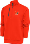Main image for Antigua Miami Hurricanes Mens Orange Football Generation Long Sleeve 1/4 Zip Pullover
