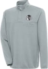 Main image for Antigua Chicago Blackhawks Mens Grey Metallic Logo Steamer Long Sleeve 1/4 Zip Pullover