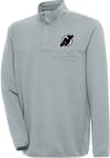 Main image for Antigua New Jersey Devils Mens Grey Metallic Logo Steamer Long Sleeve 1/4 Zip Pullover