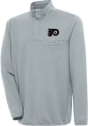 Main image for Antigua Philadelphia Flyers Mens Grey Metallic Logo Steamer Long Sleeve 1/4 Zip Pullover