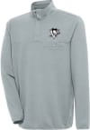 Main image for Antigua Pittsburgh Penguins Mens Grey Metallic Logo Steamer Long Sleeve 1/4 Zip Pullover