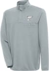 Main image for Antigua St Louis Blues Mens Grey Metallic Logo Steamer Long Sleeve 1/4 Zip Pullover