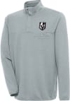 Main image for Antigua Vegas Golden Knights Mens Grey Metallic Logo Steamer Long Sleeve 1/4 Zip Pullover