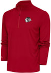 Main image for Antigua Chicago Blackhawks Mens Red Metallic Logo Tribute Long Sleeve 1/4 Zip Pullover