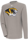 Main image for Antigua Missouri Tigers Mens Oatmeal Flier Bunker Long Sleeve Crew Sweatshirt