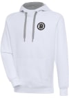 Main image for Antigua Boston Bruins Mens White Metallic Logo Victory Long Sleeve Hoodie
