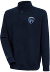 Main image for Antigua Sporting Kansas City Mens Navy Blue Victory Long Sleeve 1/4 Zip Pullover