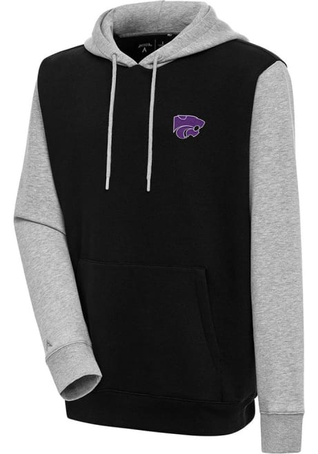 Mens K-State Wildcats Black Antigua Victory Colorblock Hooded Sweatshirt